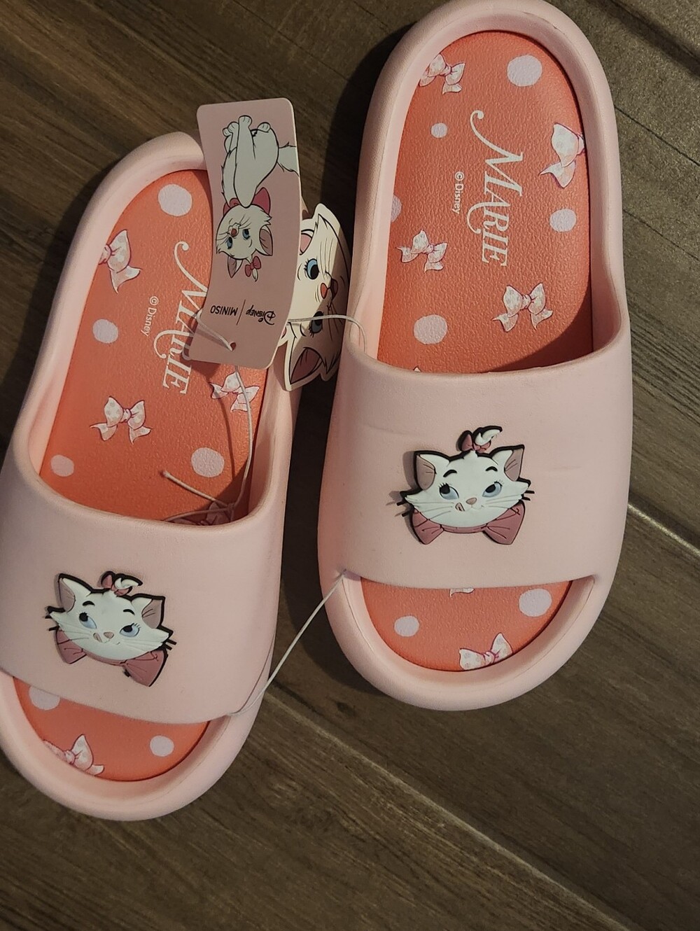 Disney inspired Marie Pink Slide Sandals with Polka-Dot Insole